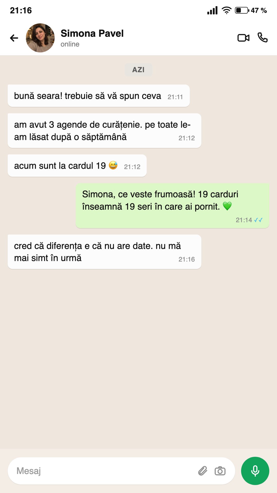 Mesaj pe WhatsApp
