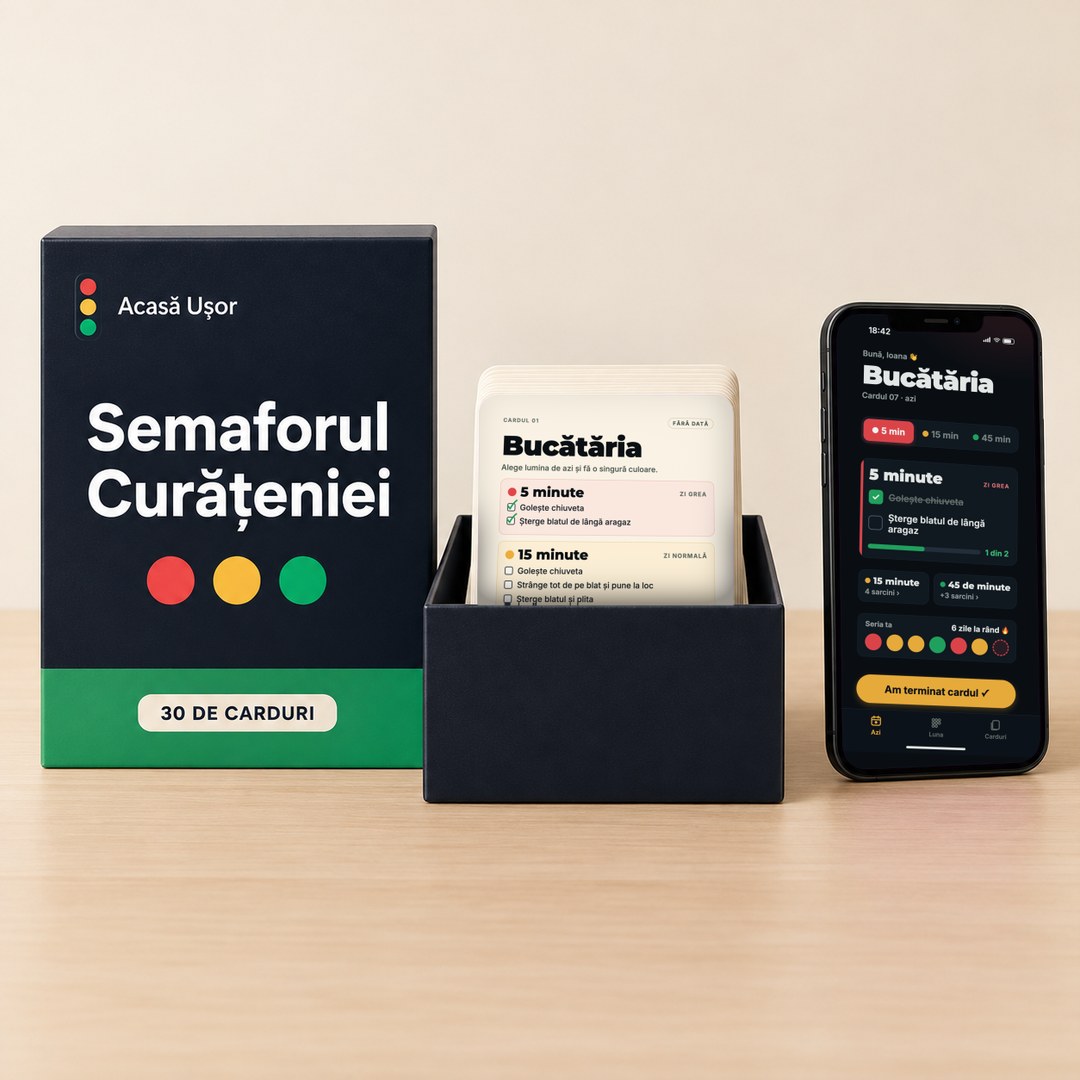 Semaforul Curățeniei: cardurile zilnice și versiunea de telefon